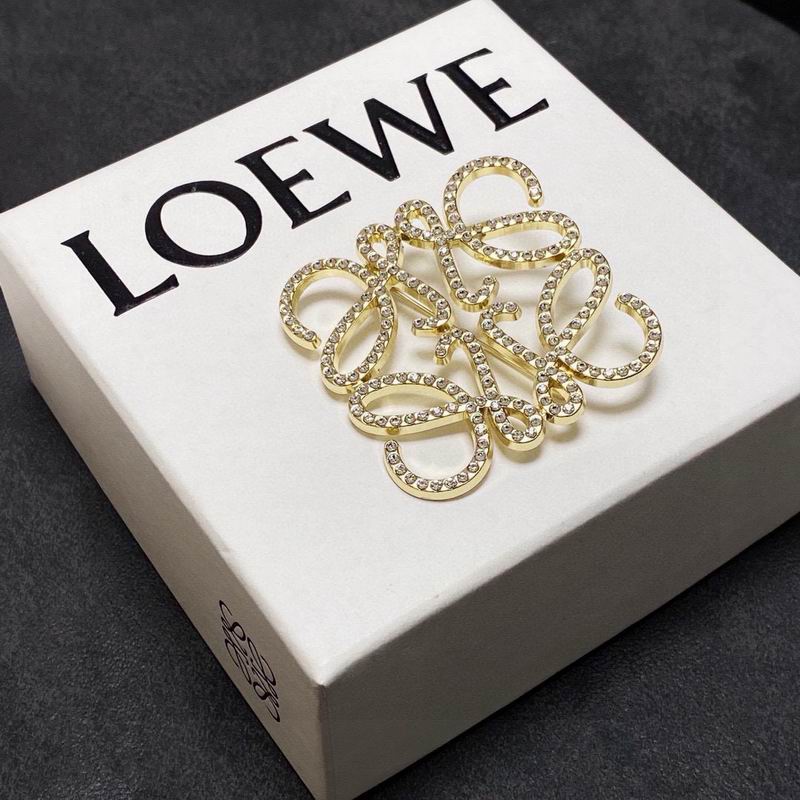 Loewe Gold-Tone Crystal Floral Brooch