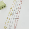 Van Cleef & Arpels Pavé Four-Leaf Motif Long Station Necklace