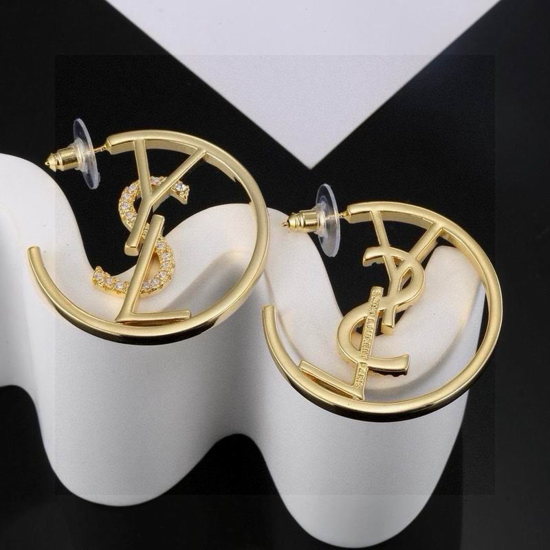 Gold Monogram Logo Hoop Earrings