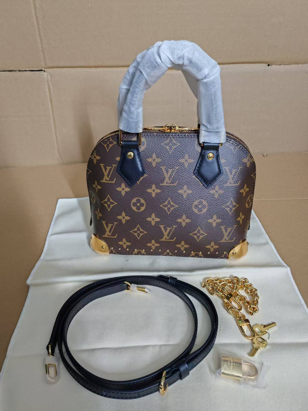 Monogram Canvas Top Handle Bag with Crossbody Strap