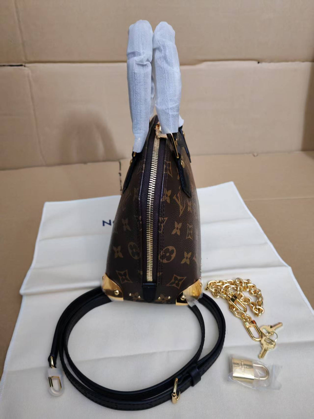 Monogram Canvas Top Handle Bag with Crossbody Strap