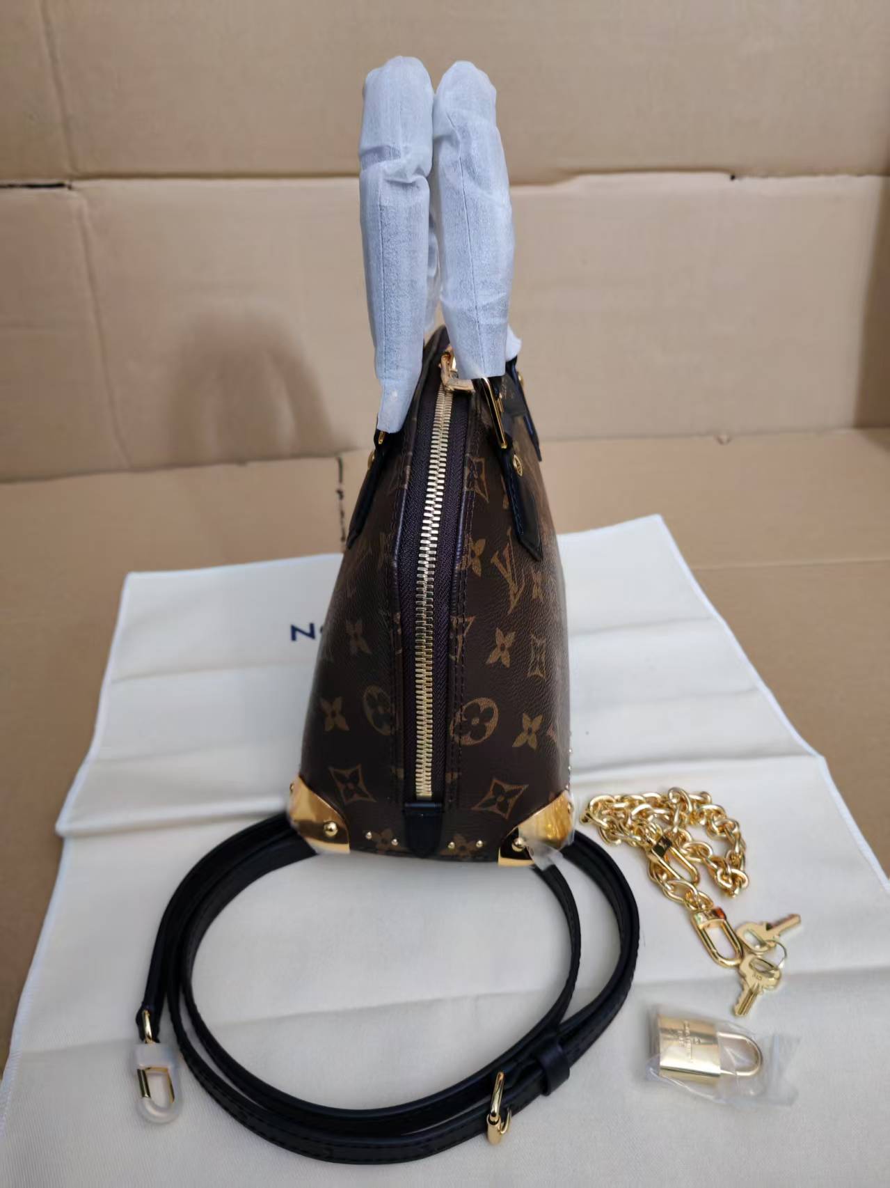Monogram Canvas Top Handle Bag with Crossbody Strap