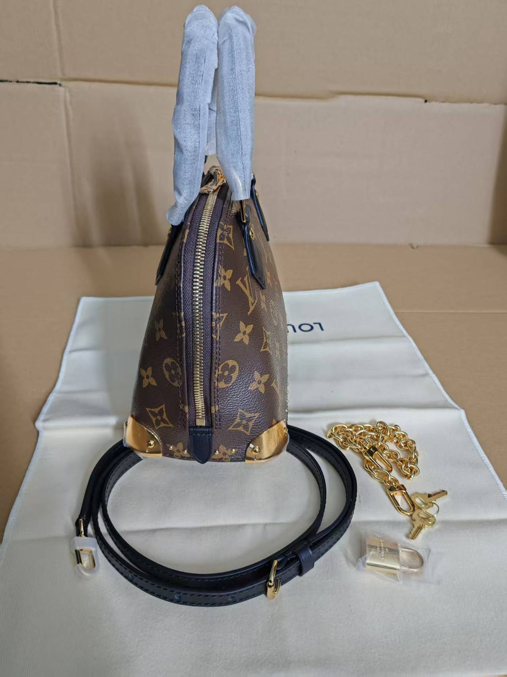 Monogram Canvas Top Handle Bag with Crossbody Strap