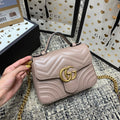 GUCCI Marmont 21cm Mini Top Dark Beige Calfskin Gold Hardware
